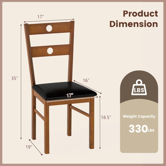 Wooden Dining Chairs Set of 2 Armless Kitchen Chairs with Hollowed Backrest-White