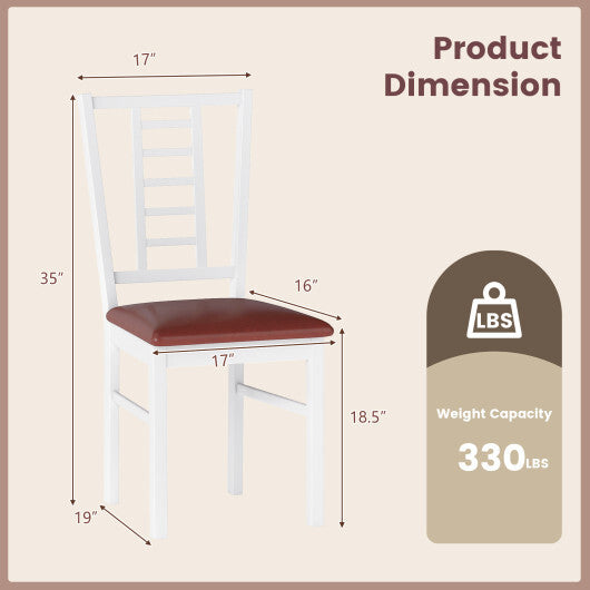 PU Leather Upholstered Wood Dining Chairs Set of 2-White