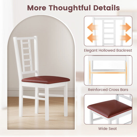 PU Leather Upholstered Wood Dining Chairs Set of 2-White