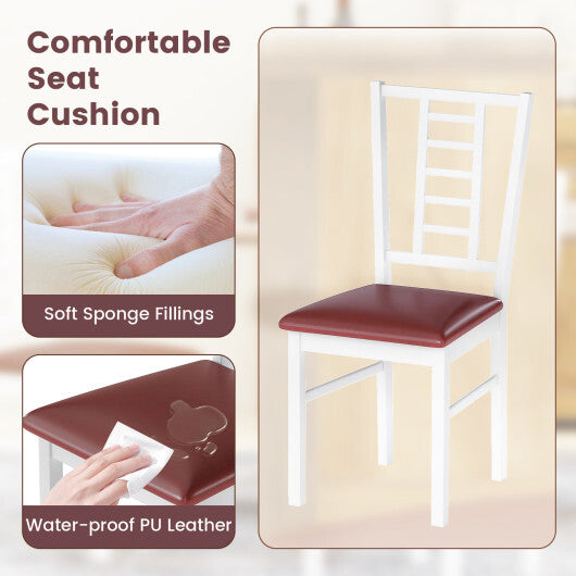 PU Leather Upholstered Wood Dining Chairs Set of 2-White