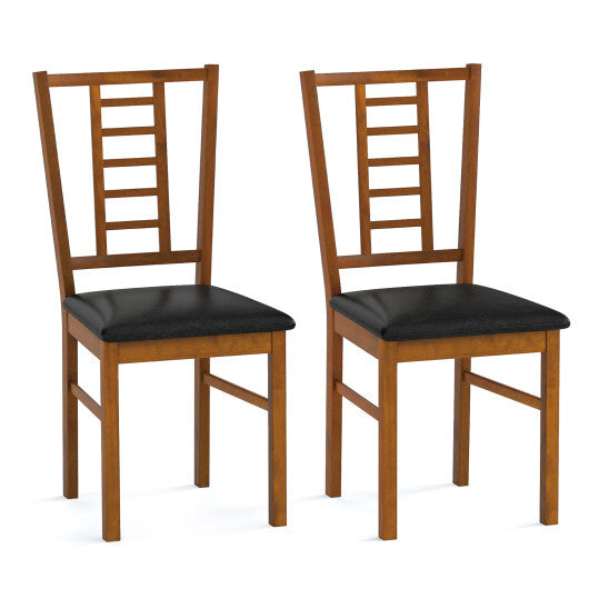 PU Leather Upholstered Wood Dining Chairs Set of 2-White