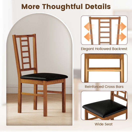 PU Leather Upholstered Wood Dining Chairs Set of 2-White