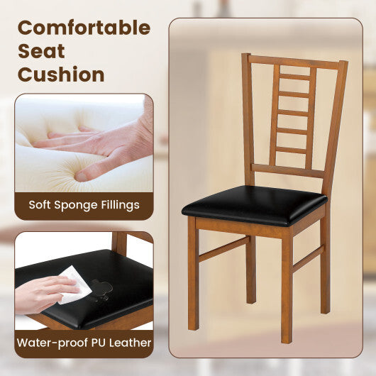 PU Leather Upholstered Wood Dining Chairs Set of 2-White