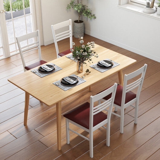 Wood Dining Chairs Set of 2 with Rubber Wood Frame-White