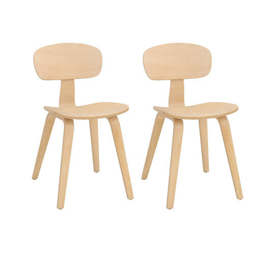 Modern Dining Chair Set of 2 with Wide Seat-Natural