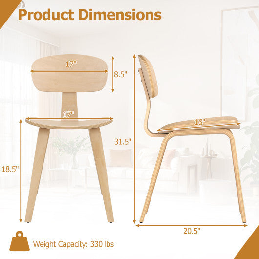 Modern Dining Chair Set of 2 with Wide Seat-Natural