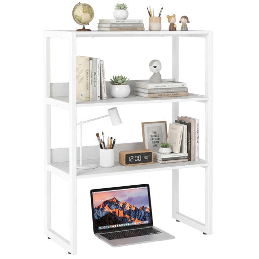 3-Tier Countertop Storage Hutch with Open Shelves-White