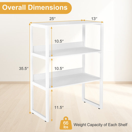 3-Tier Countertop Storage Hutch with Open Shelves-White