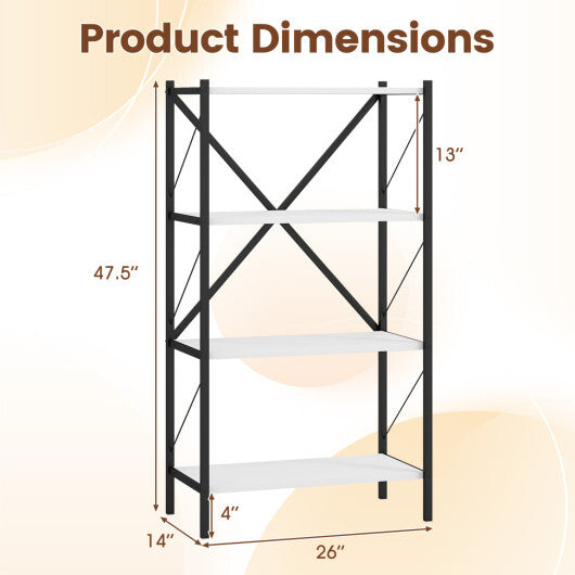 4-Tier Bookshelf with Heavy-Duty Metal Frame-Walnut