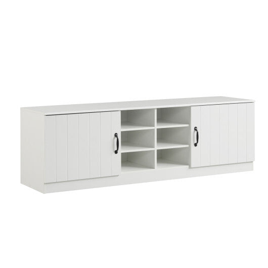 2-Door Shoe Bench Storage Cabinet with Adjustable Shelves-White