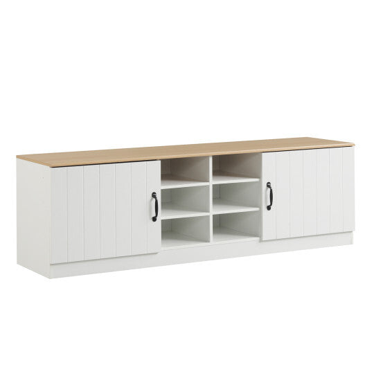 2-Door Shoe Bench Storage Cabinet with Adjustable Shelves-White