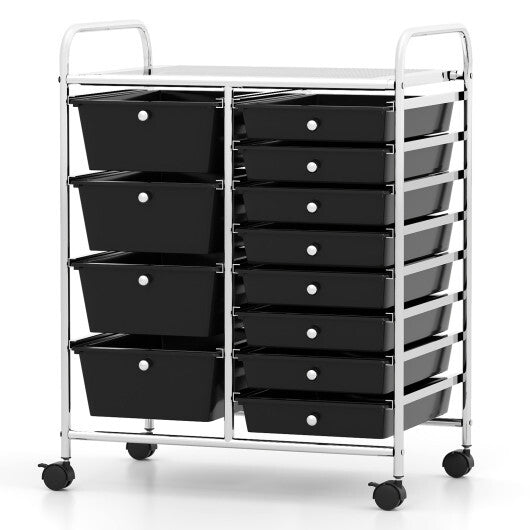 12-Drawer Utility Rolling Cart with Drawers Multi-Use Storage-White