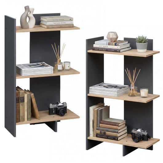 3 Tier Wooden Bookshelf with Anti-Tipping Kit-Oak