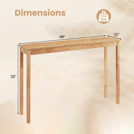Wooden Console Table Modern Farmhouse Sofa Table with Thickened Top-Natural