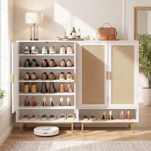 43 Inch 6-Tier Tall Shoe Cabinet with Double Doors-Natural