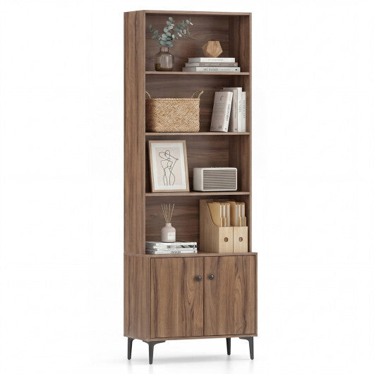 Giantex Bookshelf with Doors and 2 Anti-Tipping Kits for Home Office-White