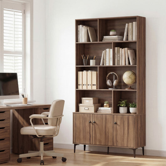 Bookshelf with 3 Doors and 2 Anti-Tipping Kits for Home Office-White