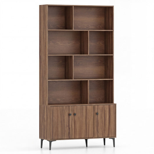 Bookshelf with 3 Doors and 2 Anti-Tipping Kits for Home Office-White