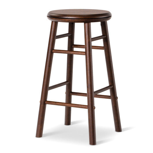 24" Swivel Bar Stools Set of 2 with Footrests & Crossbars-Natural