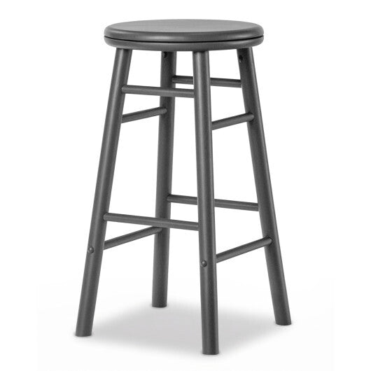 24" Swivel Bar Stools Set of 2 with Footrests & Crossbars-Natural