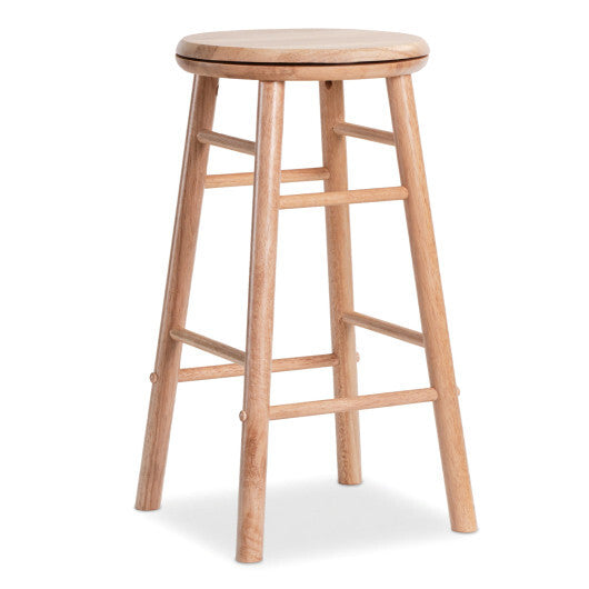 24" Swivel Bar Stools Set of 2 with Footrests & Crossbars-Natural