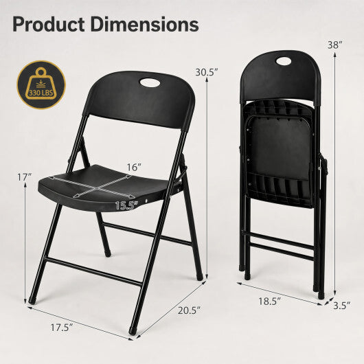Set of 4 Foldable Plastic Chairs with Ergonomic Backrest-White