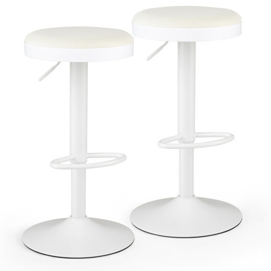 Set of 2 Kitchen Bar Stools with Height Adjustment Padded Seat and D-Shaped Footrest-Black