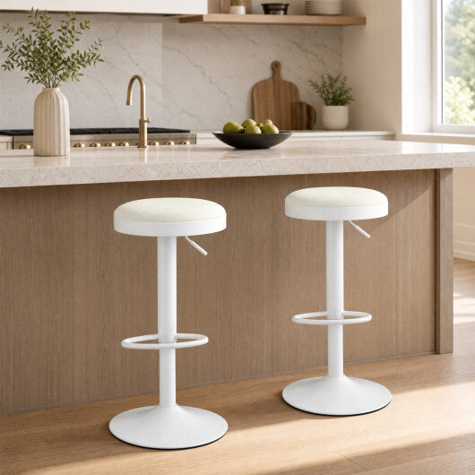 Set of 2 Kitchen Bar Stools with Height Adjustment Padded Seat and D-Shaped Footrest-Black