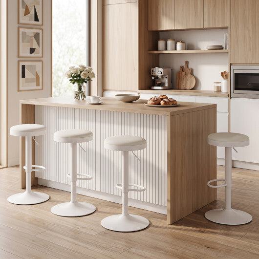 Set of 2 Kitchen Bar Stools with Height Adjustment Padded Seat and D-Shaped Footrest-Black