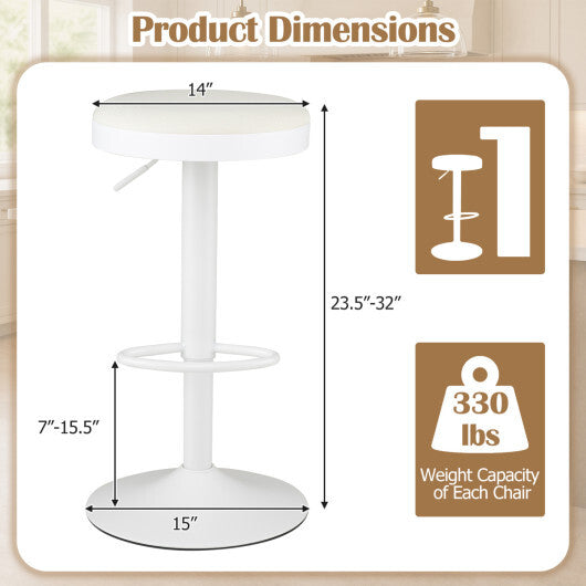 Set of 2 Kitchen Bar Stools with Height Adjustment Padded Seat and D-Shaped Footrest-Black