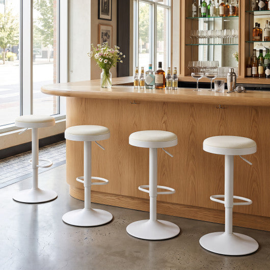 Set of 2 Kitchen Bar Stools with Height Adjustment Padded Seat and D-Shaped Footrest-Black