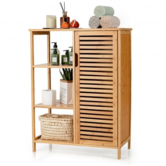 Bamboo Bathroom Storage Cabinet with Single Door-Natural - Color: Natural