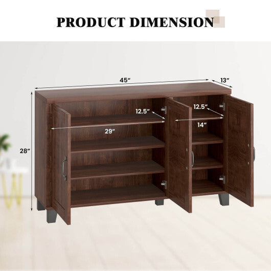 3-Door Buffet Sideboard with Adjustable Shelves and Anti-Tipping Kits-White Wash