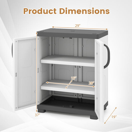 Freestanding Buffet Cabinet Sideboard with 2 Doors and Adjustable Shelves for Kitchen and Garage-Beige