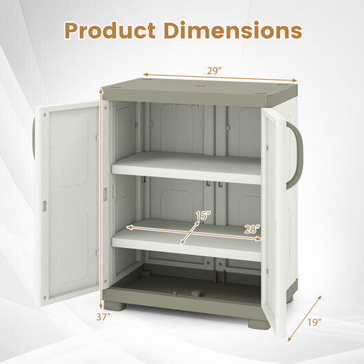 Freestanding Buffet Cabinet Sideboard with 2 Doors and Adjustable Shelves for Kitchen and Garage-Beige