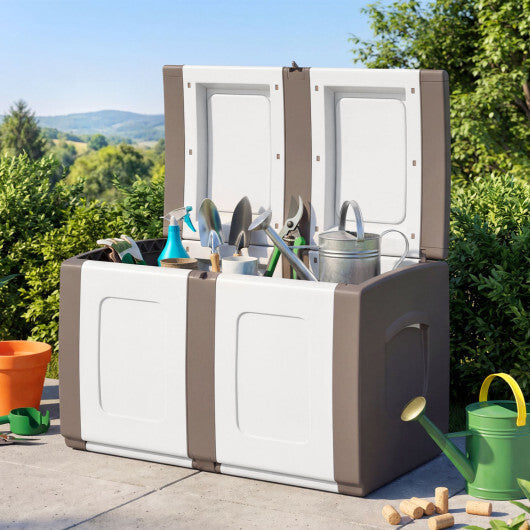 53 Gallon Patio Container with Lockable Lid  for Packages and Garden-Gray