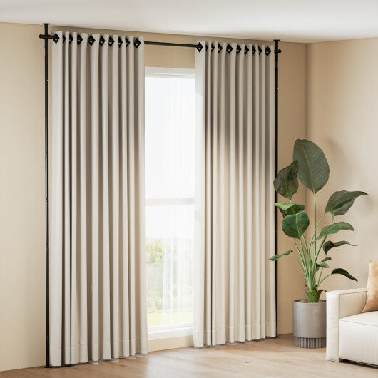 Room Divider Curtain Rod with Adjustable Floor to Ceiling Tension Rod (Curtains Not Included)-White