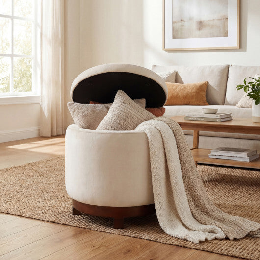360 Swivel Velvet Foot Rest with Hidden Storage for Living Room-Gray