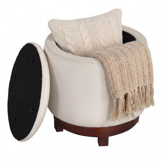 360 Swivel Velvet Foot Rest with Hidden Storage for Living Room-Gray