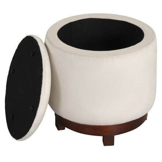 360 Swivel Velvet Foot Rest with Hidden Storage for Living Room-Gray