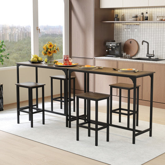 Industrial 3-Piece 47.5" Counter-Height Dining Table and 2 Bar Stools-Coffee