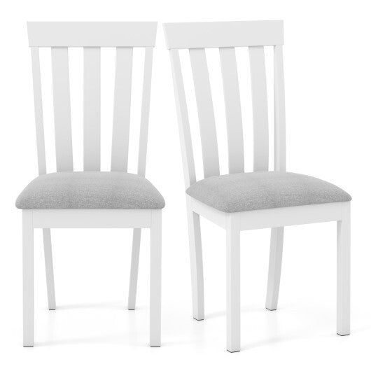 Dining Chair Set of 2 Upholstered Wooden Kitchen Chairs with Padded Seat and Rubber Wood Frame-Espresso