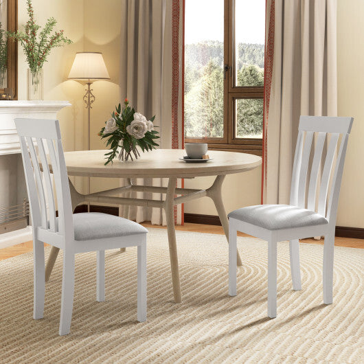 Dining Chair Set of 2 Upholstered Wooden Kitchen Chairs with Padded Seat and Rubber Wood Frame-Espresso