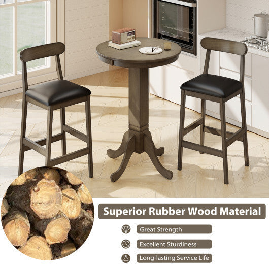 Wood Pub Round Dining Table with Pedestal Base-Gray