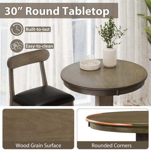 Wood Pub Round Dining Table with Pedestal Base-Gray