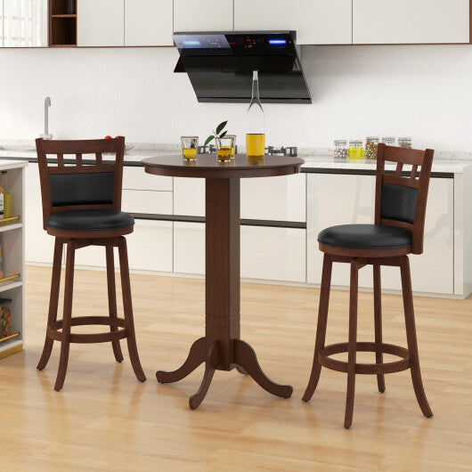 Wood Pub Round Dining Table with Pedestal Base-Gray