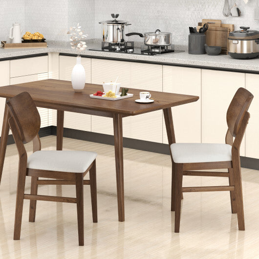 Farmhouse Upholstered Kitchen Chairs Set of 2 with Rubber Wood Frame-Gray