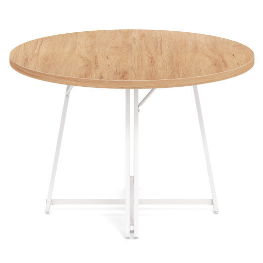 47 Inch Dining Table for 4-6 People Round Kitchen Table with Cross Base-Rustic Brown
