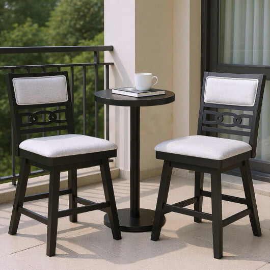 25 Inch Bar Stools Set of 2 with Upholstered Backrest and 360? Rotation Seat-Black