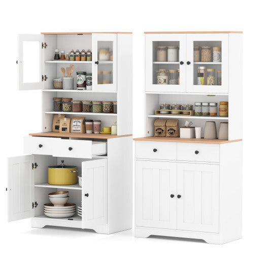 Pantry Cabinet with 2 Removable Shelves-Black